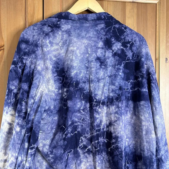 Anthropologie Amadi Hilde Shine Oversize Lightweight Tie Dye Linen Blazer Large - Picture 13 of 13